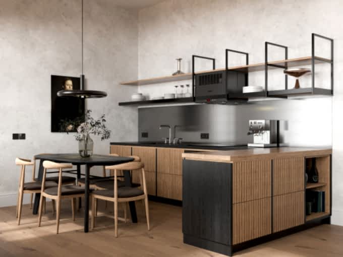 Кухня в стиле лофт без верхних шкафов - фото - 2