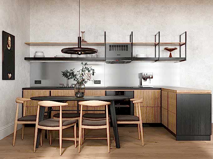 Кухня в стиле лофт без верхних шкафов - фото - 3