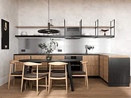 Кухня в стиле лофт без верхних шкафов - фото - 3