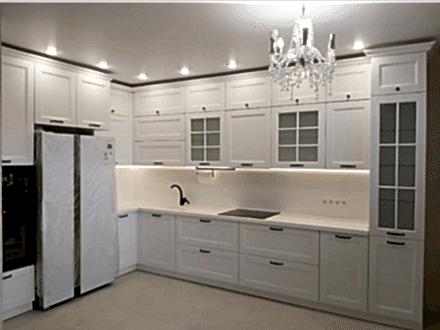 Угловая неоклассическая  кухня для семейной пары из Астаны - фото - 1