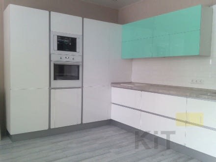 Кухня без ручек, угловая с ручками профиль - фото - 1