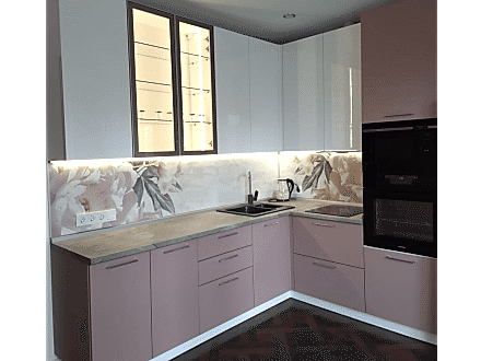 Розово-белый кухонный гарнитур - фото - 1