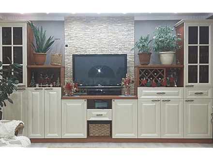 Гостиная в неоклассическом стиле с отделением для хранения вина - фото - 2