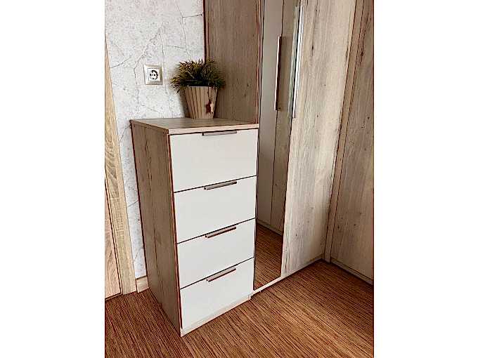 Угловой шкаф в стиле эко-лофт с зеркальной вставкой - фото - 2