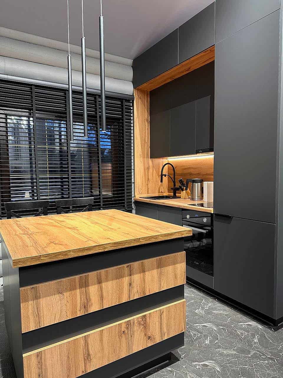 Стильная кухня в стиле лофт в загородный дом - фото - 8