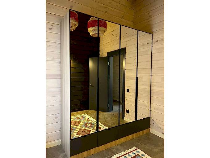 Невероятно удобный шкаф в прихожую с зеркальными дверцами - фото - 1